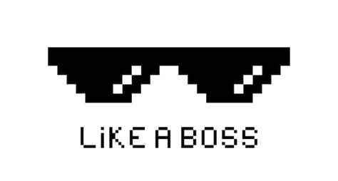 Premium Vector | Black pixel glasses like a boss meme mafia gangster funky logo vector ...