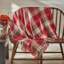 Festive Plaid Fringed Throw Blanket | Antique Farmhouse