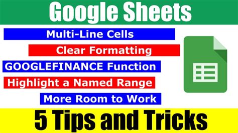 5 Google Sheets Tips and Tricks - GOOGLEFINANCE + More Tips - YouTube