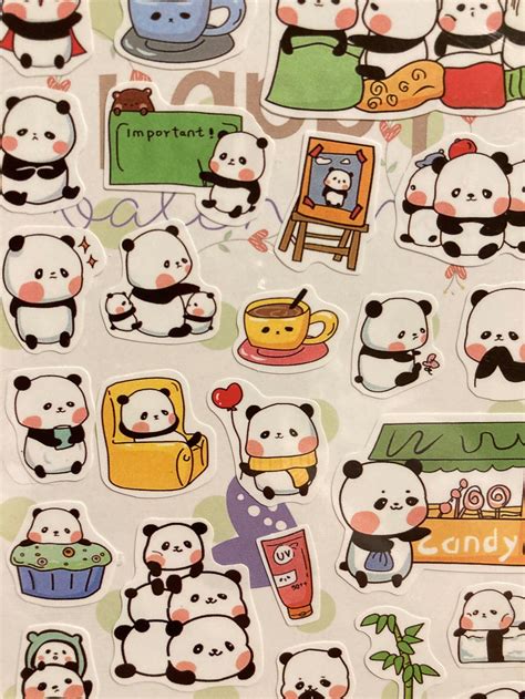 Kawaii panda stickers panda bear stickers kawaii stickers | Etsy