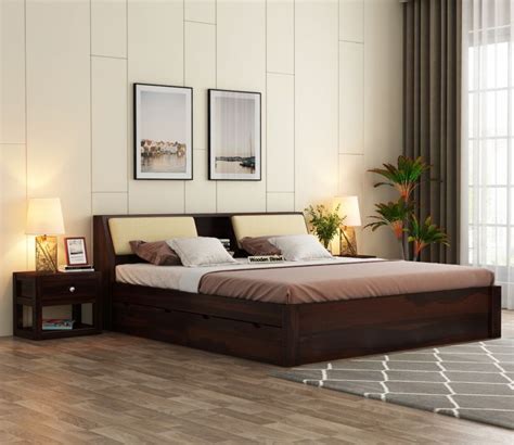 Buy Walken Sheesham Wood Bed With Full Drawer Storage (King Size ...