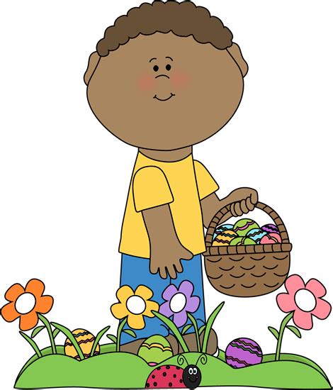 Boy on Easter Egg Hunt Clip Art - Boy on Easter Egg Hunt Image | Easter ...