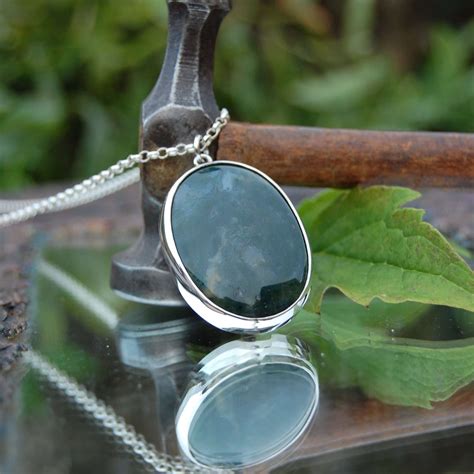 Moss Agate silver pendant | Hand crafted Irish Jewellery