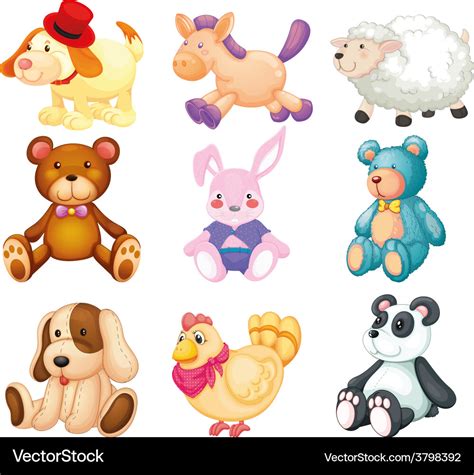 Stuffed animals Royalty Free Vector Image - VectorStock