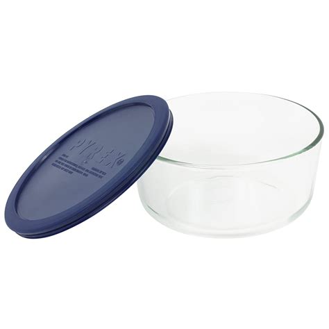 Pyrex 7203 Glass Food Storage Bowl w/ 7402-PC Dark Blue Plastic Lid Cover - Walmart.com