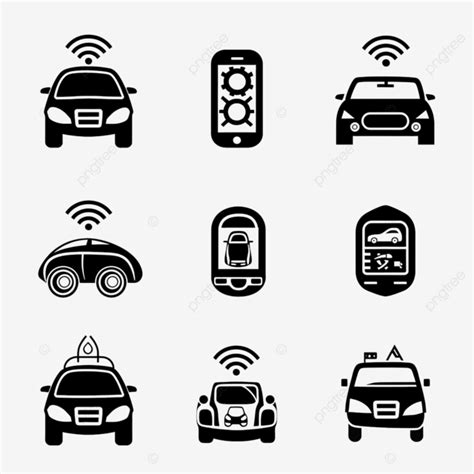 Smart Car Technology Glyph Set, Smart, Car, Technology PNG Transparent Image and Clipart for ...