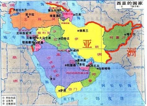 西亚政区图,西亚示意图 - 伤感说说吧