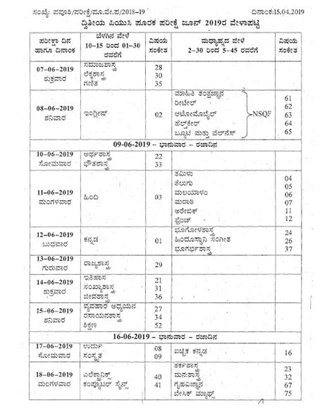 Karantaka 2nd PUC Supplementary Exam Time Table 2020 Download - EdNewz