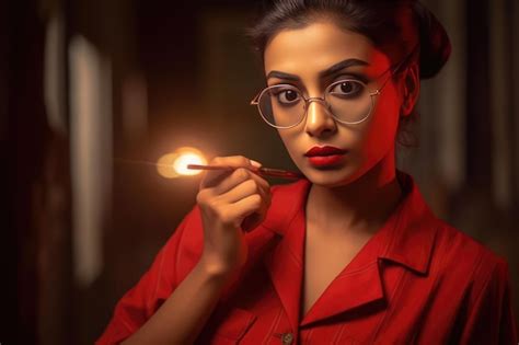 Premium AI Image | Female Smoker with Glasses
