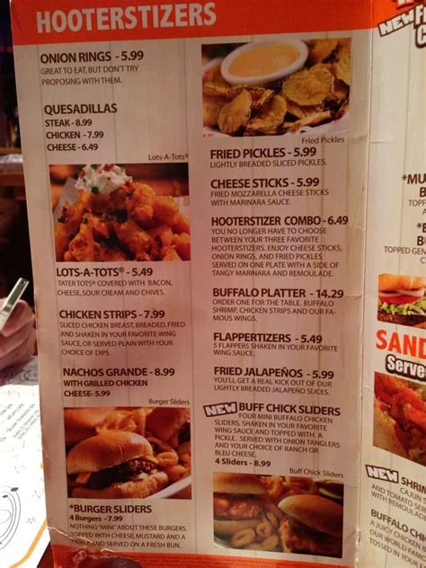 Hooters Menu, Menu for Hooters, Hattiesburg, Hattiesburg - Urbanspoon ...