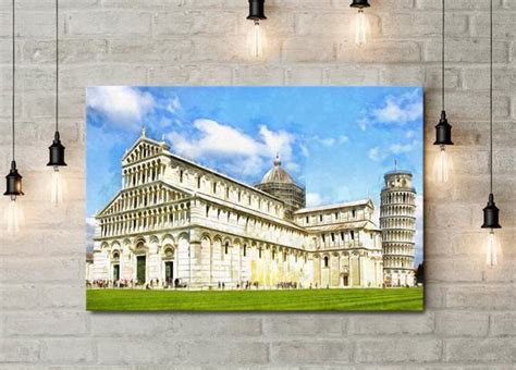 Pisa Cathedral with the Leaning Tower of Pisa Canvas. Large Art painting, Wall art, interior ...