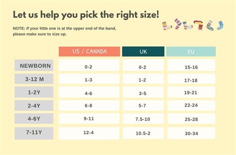 Sock Shoe Size Chart