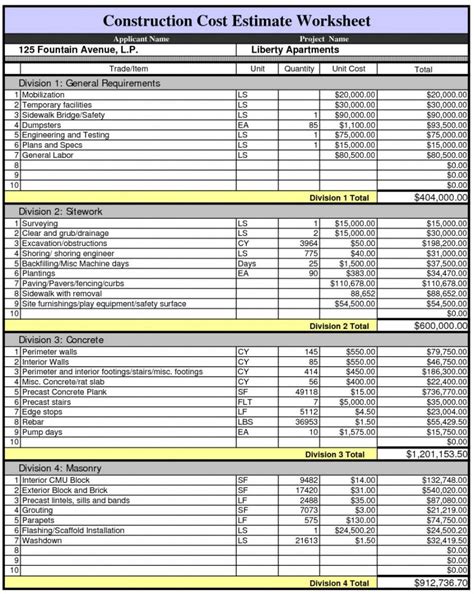 Printable Spreadsheet Home Construction Cost Breakdown Sheet Build ...