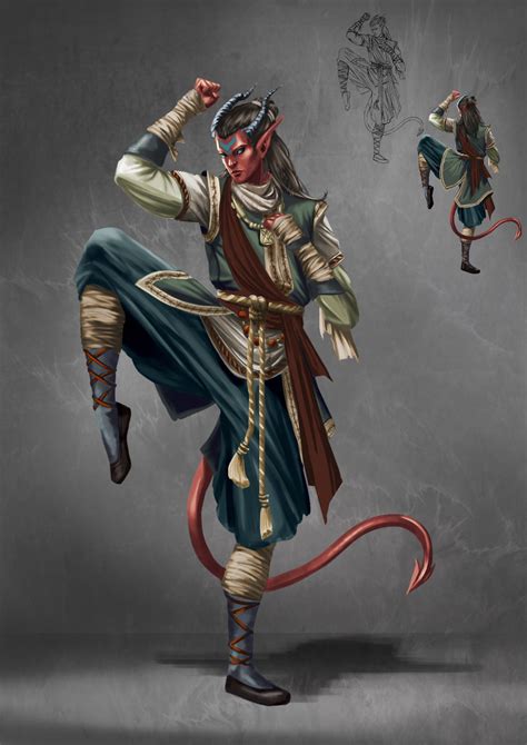 ArtStation - Tiefling Monks, Theresa Königseder-Haller | Dungeons and dragons characters ...