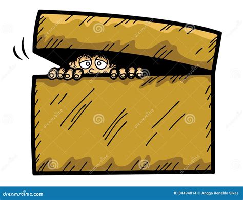 Cartoon Illustration of Scared Kid Hiding in the Box Stock Vector - Illustration of punish ...