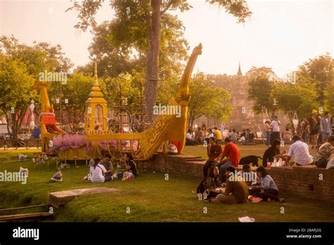 a traditional boat at the Loy Krathong Festival in the Historical Park ...