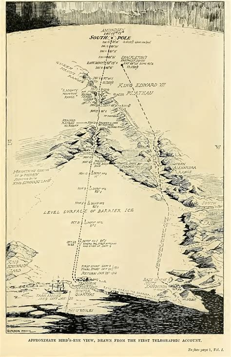 Map of Roald Amundsen's South Pole Expedition from "The South Pole: an ...