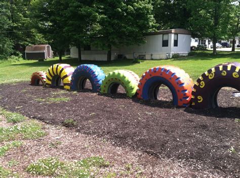 This is a playground tire set, in our community. We all came together, to make it look like a ...