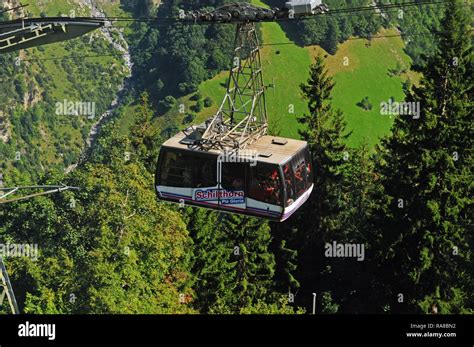 The Schilthorn cable car is famous from the James Bond Movie Stock ...