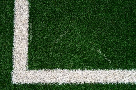 Artificial Green Grass Football / Soccer Field / Pitch & White Stripe ...