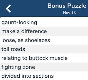 November 13, 2023 7 Little Words bonus puzzles answers