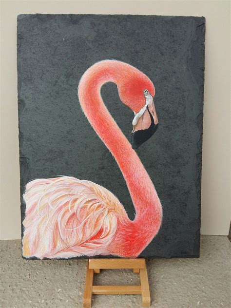 Flamingo Acrylic painting on reclaimed Slate | Flamingo painting ...