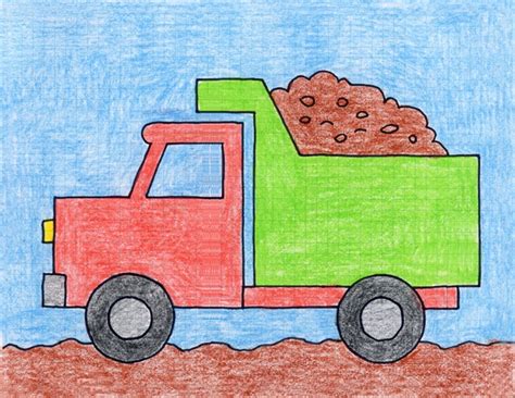 Easy How to Draw a Dump Truck Tutorial · Art Projects for Kids