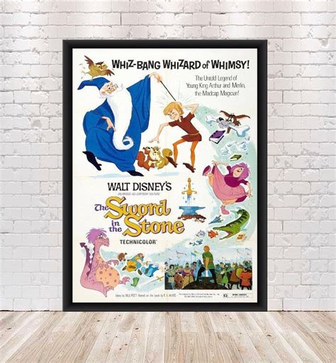 The Sword in the Stone Poster Disney Movie Poster Attraction Poster Vintage Disney Poster ...