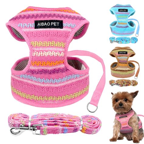 Small Dog Harness Leash Set Cute Chihuahua Harness Nylon Dog Leash Rope Adjustable for Small ...