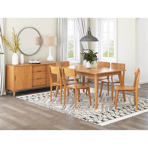 Avondale Teak Wood 8 Piece Modern Dining Room Set