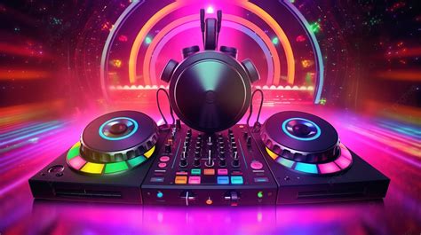 3d Rendering Of Dj Mixing Turntable With Headphones And Dj Day Sign On Vibrant Multicolored ...