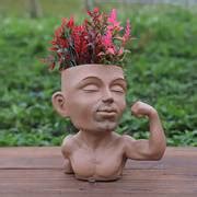 Muscle Man Face Planter Pots Head Planter, Modern Resin Planters Pot ...