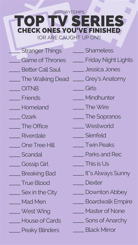 Tv show check list. #storytemps #storytemplates #storygames #instagram #facebook in 2020 | Tv ...