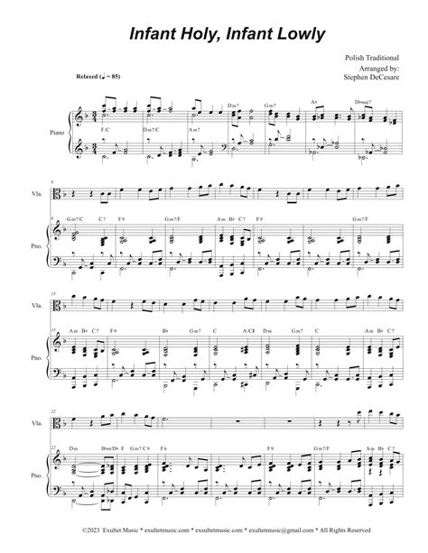 Infant Holy, Infant Lowly (Viola solo and Piano) (arr. Stephen DeCesare) Sheet Music | Stephen ...