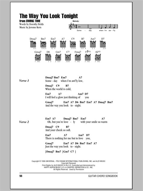 The Way You Look Tonight by Jerome Kern Sheet Music for Guitar Chords ...