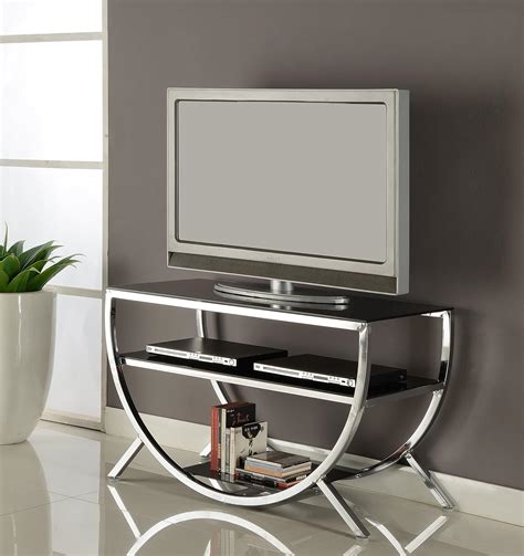 Kings Brand Furniture Metal with Glass Top & Shelves TV Stand, Chrome ...