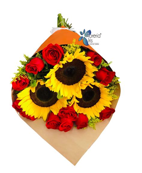 Regalo – Ramo de girasoles y rosas rojas - Florería Iris