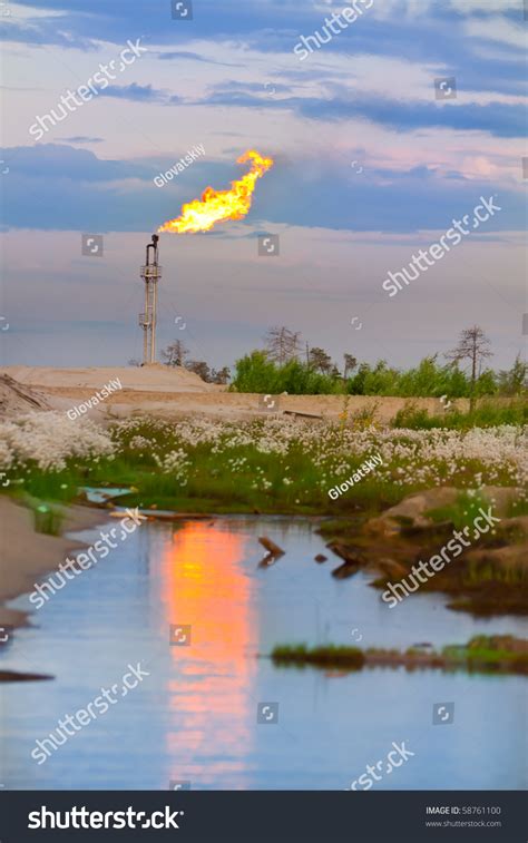 Oil Gas Flare Stock Photo 58761100 : Shutterstock