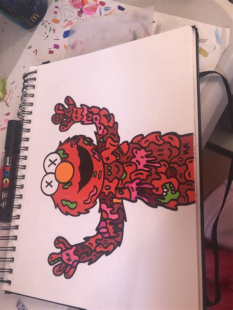 Elmo X Kaws | Copic art, Graffiti, Doodle art