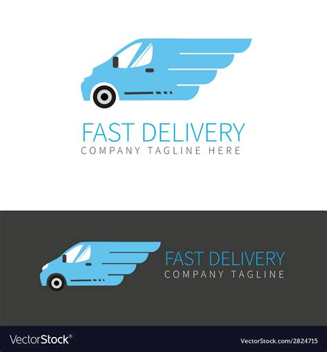 Blue delivery van logo Royalty Free Vector Image