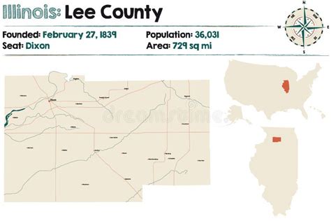 Map of Lee County in Illinois Stock Vector - Illustration of colorful, freeway: 236587385