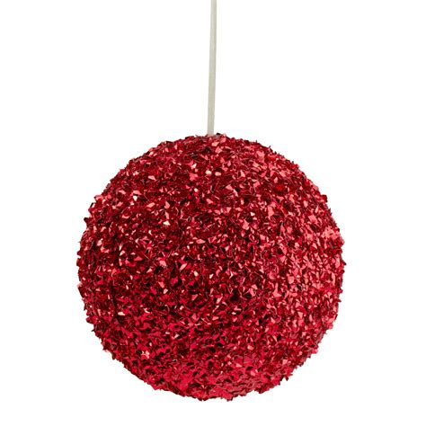 6" Red Glitter Christmas Ball Ornament | Walmart Canada