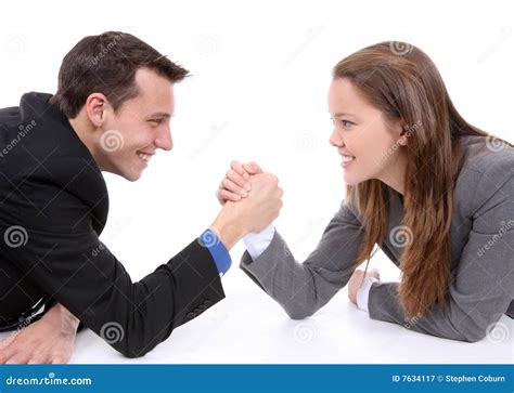 Man And Woman Arm Wrestling Royalty Free Stock Photography - Image: 7634117