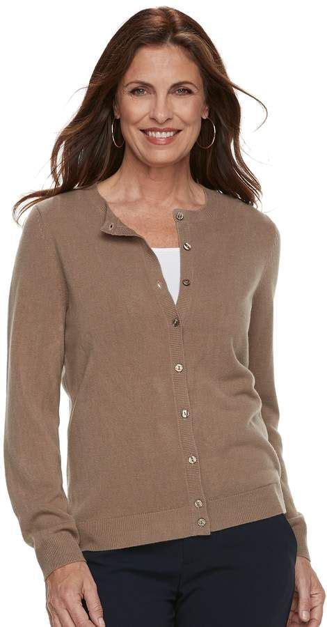 Croft & Barrow Women's Classic Extra Cozy Cardigan Brown Cardigan, Cozy Cardigan, Cozy Layers ...