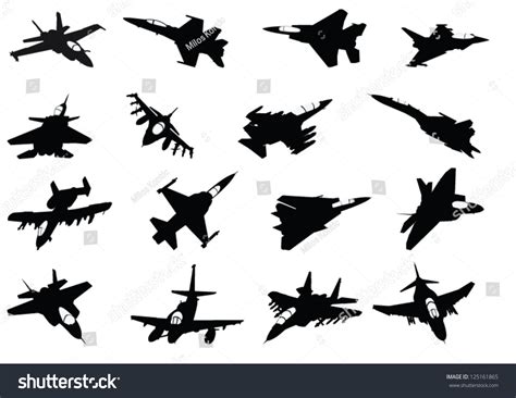 The Set Of Military Aircraft Silhouette Stock Vector 125161865 ...