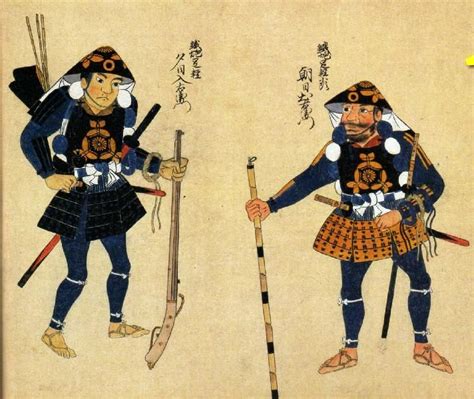 Two ashigaru (foot soldiers). | Japanische kriegerin, Samurai, Traditionell