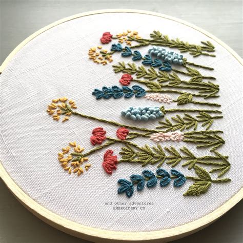 Beginner Hand Embroidery Pattern - Bright Summer Meadow | Embroidery flowers pattern, Hand ...