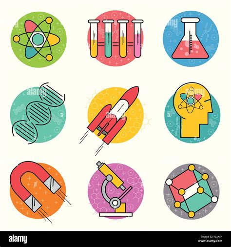 Science Vector Icon Set. A collection of gold science themed line icons ...