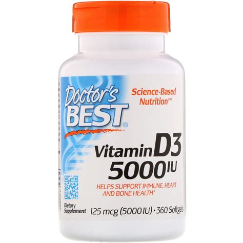 Doctor's Best, Vitamin D3, 125 mcg (5000 IU), 360 Softgels | By iHerb