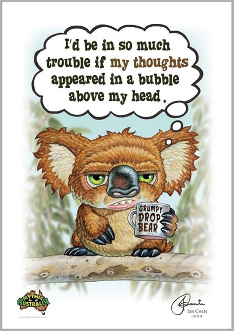 Grumpy Drop Bear – Thoughts in a bubble | Mythic Australia